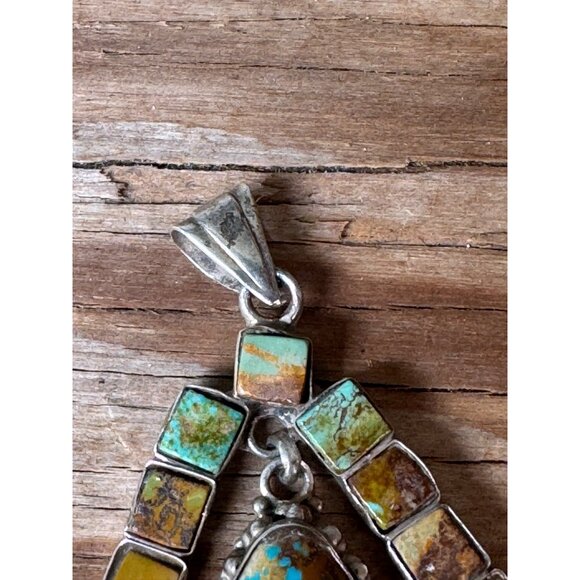 Handcrafted Sterling Silver & Turquoise Mosaic Pendant With Teardrop Design - Picture 4 of 7
